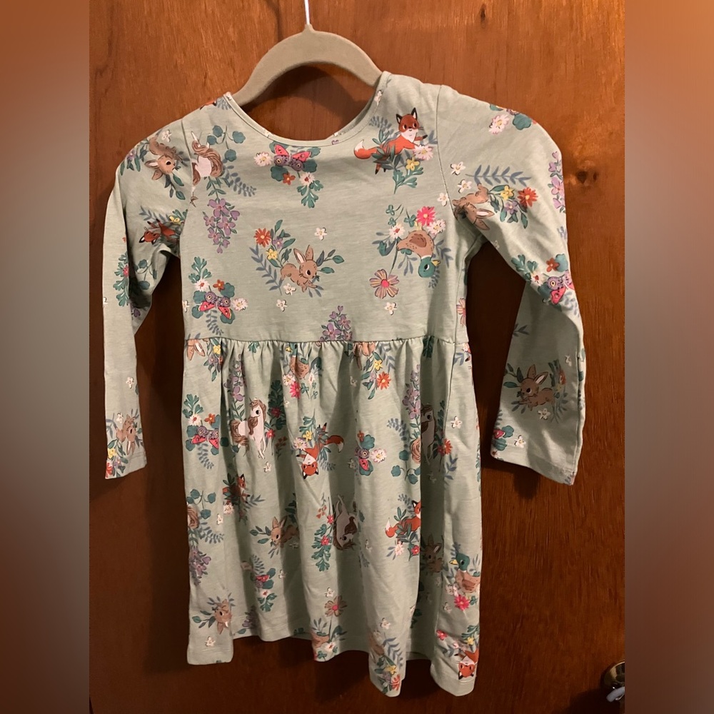 H&M toddler green long sleeve unicorn 🦄 dress